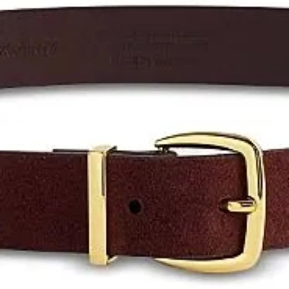 Madewell XS Suede Brown Leather Belt with Gold Buckle. Essential Accessory - Picture 5 of 14